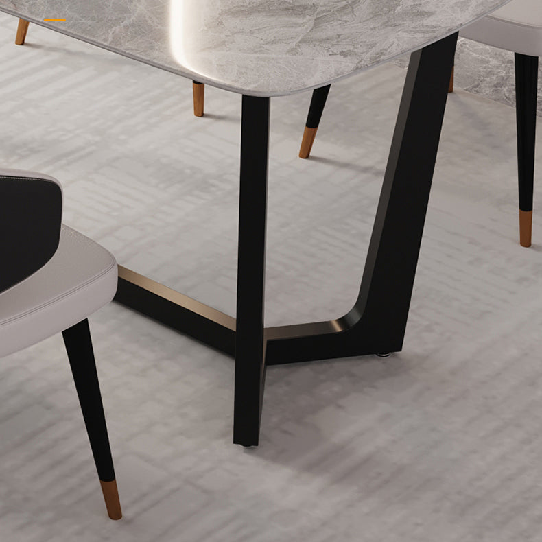 1/5/6/7 Pieces Sintered Stone Dining Table Set Rectangular Dining Room Table Clearhalo 'Dining Room Sets' 'Dining Tables & Seating' 'dining_room_set' 'furn' 'furn_dining_room_set' 'Furniture' 'furniture_dining_room_set' 'Kitchen & Dining Furniture' 4911244