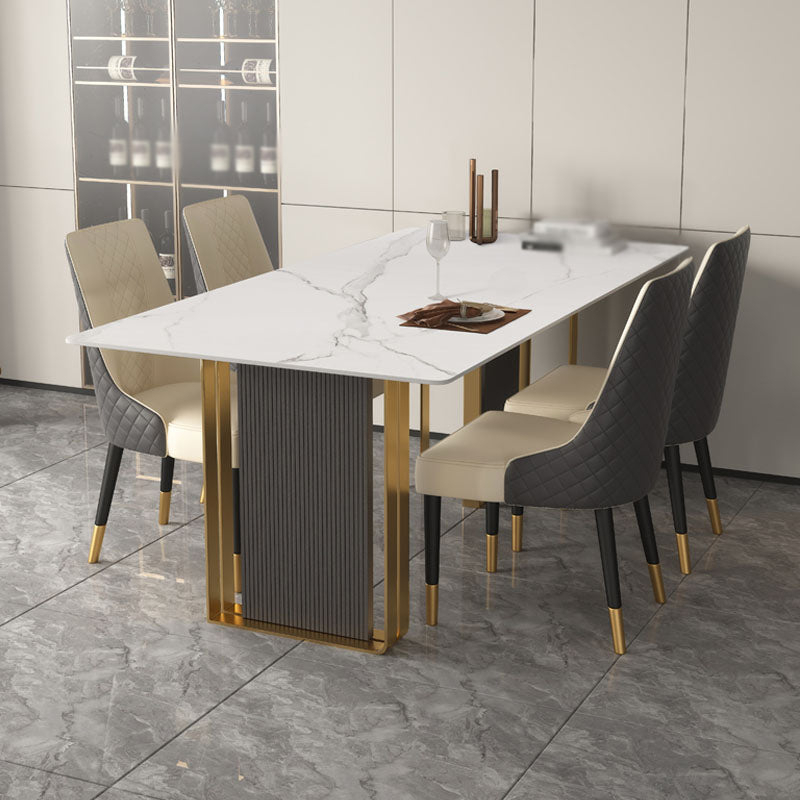 1/4/5/6/7 Pieces Dining Chairs Set White Sintered Stone Dining Table Set for Home Use 5 Pieces: Table, 4 Chairs Clearhalo 'Dining Room Sets' 'Dining Tables & Seating' 'dining_room_set' 'furn' 'furn_dining_room_set' 'Furniture' 'furniture_dining_room_set' 'Kitchen & Dining Furniture' 4911254