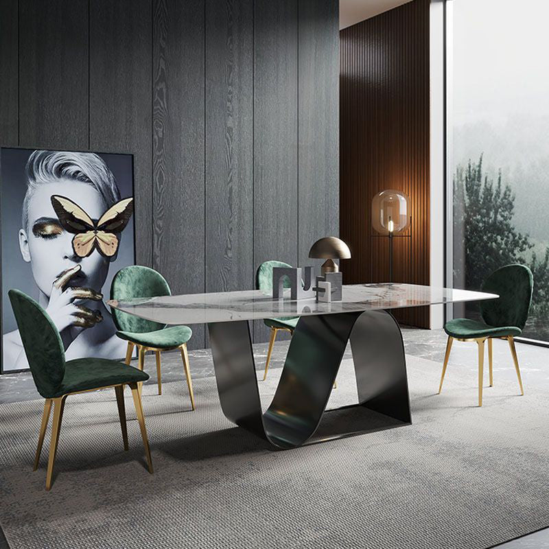 1/4/5/7 Pieces Dining Set Rectangle White Dining Table Set for Home Use 5 Pieces: Black Table, 4 Chairs Clearhalo 'Dining Room Sets' 'Dining Tables & Seating' 'dining_room_set' 'furn' 'furn_dining_room_set' 'Furniture' 'furniture_dining_room_set' 'Kitchen & Dining Furniture' 4911271