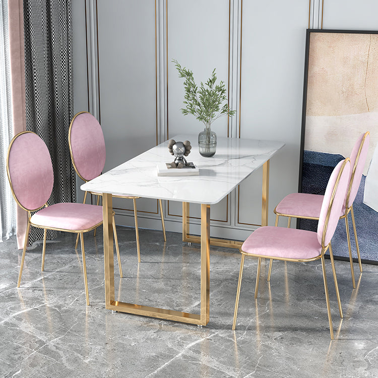 Glam 1/2/5 Pieces Dining Set Rectangle Stone Dining Table for Dining Room Clearhalo 'Dining Room Sets' 'Dining Tables & Seating' 'dining_room_set' 'furn' 'furn_dining_room_set' 'Furniture' 'furniture_dining_room_set' 'Kitchen & Dining Furniture' 4911284