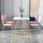 Glam 1/2/5 Pieces Dining Set Rectangle Stone Dining Table for Dining Room 5 Pieces: Table, 4 Pink Chairs Clearhalo 'Dining Room Sets' 'Dining Tables & Seating' 'dining_room_set' 'furn' 'furn_dining_room_set' 'Furniture' 'furniture_dining_room_set' 'Kitchen & Dining Furniture' 4911285