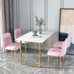 Glam 1/2/5 Pieces Dining Set Rectangle Stone Dining Table for Dining Room 5 Pieces: Table, 4 Light Pink Chairs Clearhalo 'Dining Room Sets' 'Dining Tables & Seating' 'dining_room_set' 'furn' 'furn_dining_room_set' 'Furniture' 'furniture_dining_room_set' 'Kitchen & Dining Furniture' 4911286
