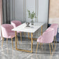 Glam 1/2/5 Pieces Dining Set Rectangle Stone Dining Table for Dining Room 5 Pieces: Table, 4 Dark Pink Chairs Clearhalo 'Dining Room Sets' 'Dining Tables & Seating' 'dining_room_set' 'furn' 'furn_dining_room_set' 'Furniture' 'furniture_dining_room_set' 'Kitchen & Dining Furniture' 4911287