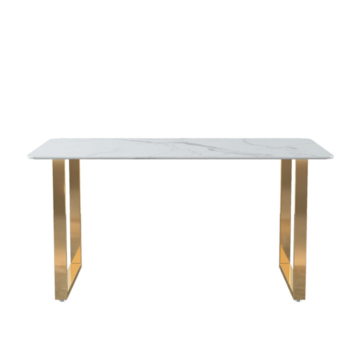 Glam 1/2/5 Pieces Dining Set Rectangle Stone Dining Table for Dining Room White 70.9"L x 35.4"W Clearhalo 'Dining Room Sets' 'Dining Tables & Seating' 'dining_room_set' 'furn' 'furn_dining_room_set' 'Furniture' 'furniture_dining_room_set' 'Kitchen & Dining Furniture' 4911288