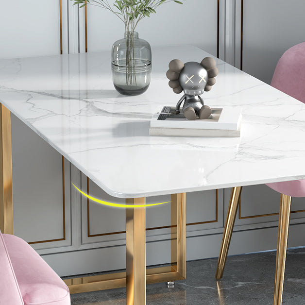 Glam 1/2/5 Pieces Dining Set Rectangle Stone Dining Table for Dining Room Clearhalo 'Dining Room Sets' 'Dining Tables & Seating' 'dining_room_set' 'furn' 'furn_dining_room_set' 'Furniture' 'furniture_dining_room_set' 'Kitchen & Dining Furniture' 4911291