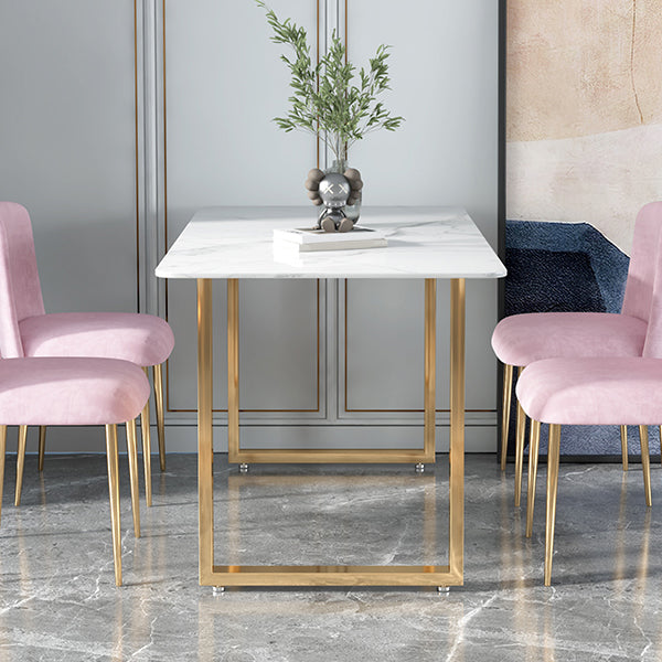 Glam 1/2/5 Pieces Dining Set Rectangle Stone Dining Table for Dining Room Clearhalo 'Dining Room Sets' 'Dining Tables & Seating' 'dining_room_set' 'furn' 'furn_dining_room_set' 'Furniture' 'furniture_dining_room_set' 'Kitchen & Dining Furniture' 4911292