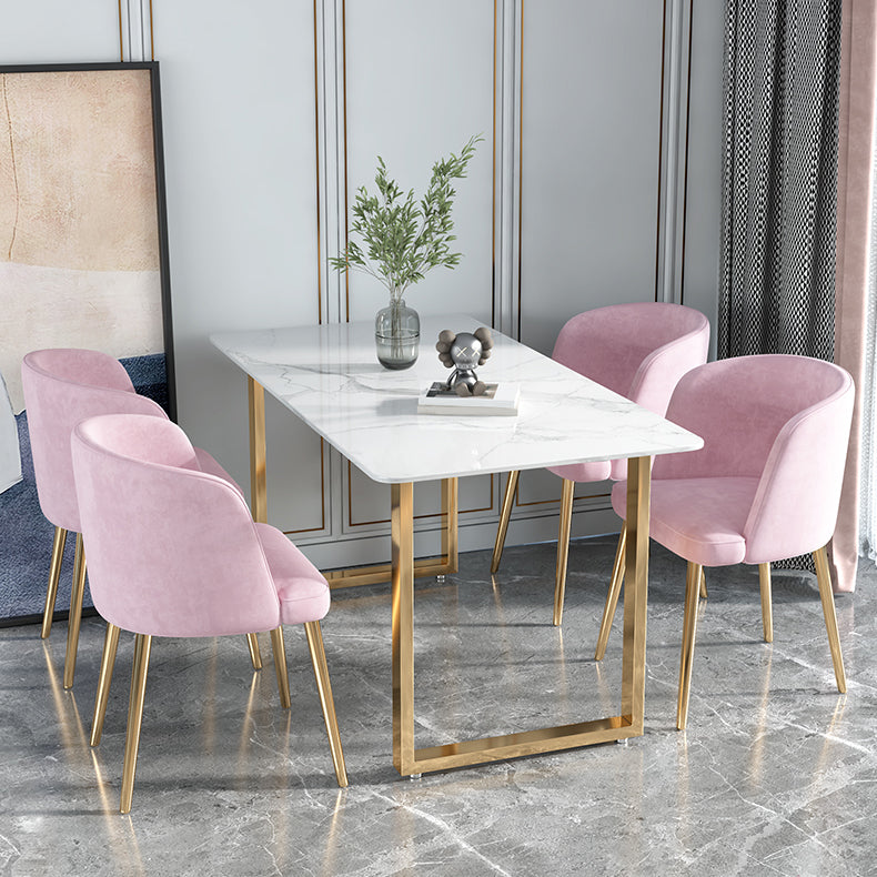 Glam 1/2/5 Pieces Dining Set Rectangle Stone Dining Table for Dining Room Clearhalo 'Dining Room Sets' 'Dining Tables & Seating' 'dining_room_set' 'furn' 'furn_dining_room_set' 'Furniture' 'furniture_dining_room_set' 'Kitchen & Dining Furniture' 4911294