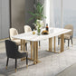 Glam 1/2/4/5/6 Pieces Dining Set Rectangle Stone Dining Table for Dining Room 5 Pieces: Table, 4 Chairs Clearhalo 'Dining Room Sets' 'Dining Tables & Seating' 'dining_room_set' 'furn' 'furn_dining_room_set' 'Furniture' 'furniture_dining_room_set' 'Kitchen & Dining Furniture' 4911308