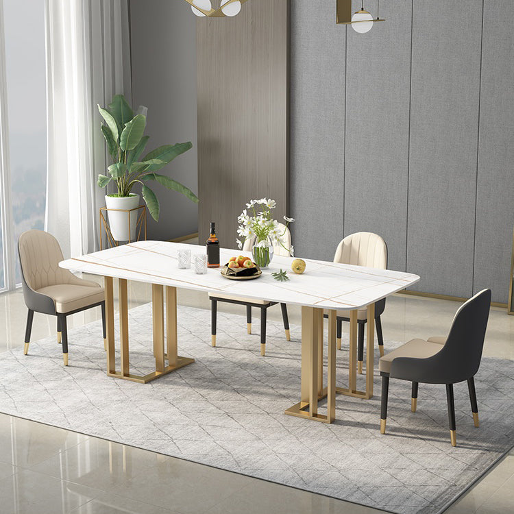 Glam 1/2/4/5/6 Pieces Dining Set Rectangle Stone Dining Table for Dining Room Clearhalo 'Dining Room Sets' 'Dining Tables & Seating' 'dining_room_set' 'furn' 'furn_dining_room_set' 'Furniture' 'furniture_dining_room_set' 'Kitchen & Dining Furniture' 4911309