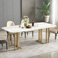 Glam 1/2/4/5/6 Pieces Dining Set Rectangle Stone Dining Table for Dining Room Clearhalo 'Dining Room Sets' 'Dining Tables & Seating' 'dining_room_set' 'furn' 'furn_dining_room_set' 'Furniture' 'furniture_dining_room_set' 'Kitchen & Dining Furniture' 4911319