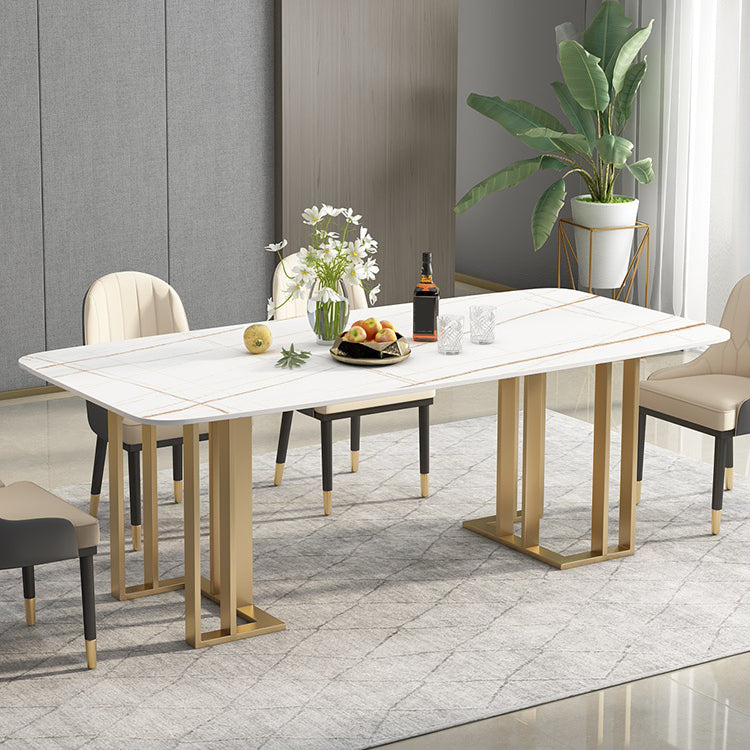 Glam 1/2/4/5/6 Pieces Dining Set Rectangle Stone Dining Table for Dining Room Clearhalo 'Dining Room Sets' 'Dining Tables & Seating' 'dining_room_set' 'furn' 'furn_dining_room_set' 'Furniture' 'furniture_dining_room_set' 'Kitchen & Dining Furniture' 4911319