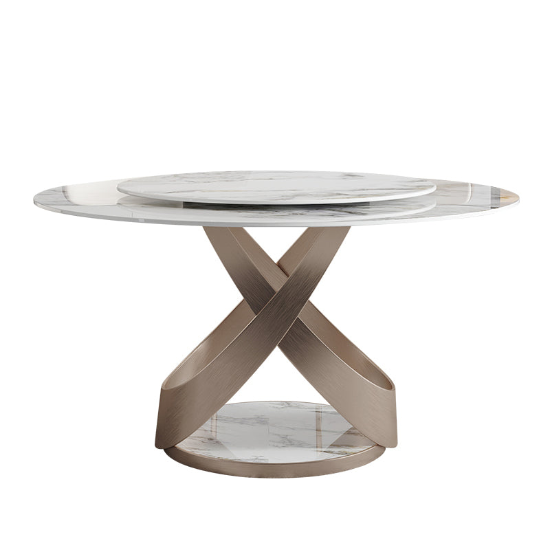 Modern 1/4/5/7 Pieces Dinette Set with White Sintered Stone Round Dining Table Set Matte White 47"L x 47"W Clearhalo 'Dining Room Sets' 'Dining Tables & Seating' 'dining_room_set' 'furn' 'furn_dining_room_set' 'Furniture' 'furniture_dining_room_set' 'Kitchen & Dining Furniture' 4911333