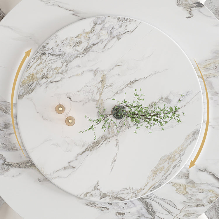 Modern 1/4/5/7 Pieces Dinette Set with White Sintered Stone Round Dining Table Set Clearhalo 'Dining Room Sets' 'Dining Tables & Seating' 'dining_room_set' 'furn' 'furn_dining_room_set' 'Furniture' 'furniture_dining_room_set' 'Kitchen & Dining Furniture' 4911335