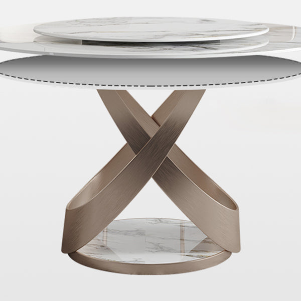 Modern 1/4/5/7 Pieces Dinette Set with White Sintered Stone Round Dining Table Set Clearhalo 'Dining Room Sets' 'Dining Tables & Seating' 'dining_room_set' 'furn' 'furn_dining_room_set' 'Furniture' 'furniture_dining_room_set' 'Kitchen & Dining Furniture' 4911337