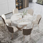 Modern 1/4/5/7 Pieces Dinette Set with White Sintered Stone Round Dining Table Set Clearhalo 'Dining Room Sets' 'Dining Tables & Seating' 'dining_room_set' 'furn' 'furn_dining_room_set' 'Furniture' 'furniture_dining_room_set' 'Kitchen & Dining Furniture' 4911342