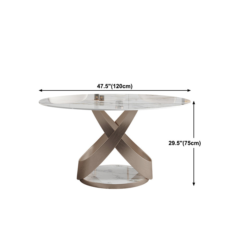 Modern 1/4/5/7 Pieces Dinette Set with White Sintered Stone Round Dining Table Set Clearhalo 'Dining Room Sets' 'Dining Tables & Seating' 'dining_room_set' 'furn' 'furn_dining_room_set' 'Furniture' 'furniture_dining_room_set' 'Kitchen & Dining Furniture' 4911344