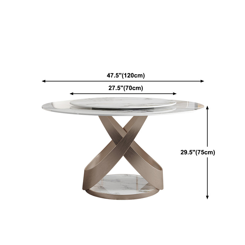 Modern 1/4/5/7 Pieces Dinette Set with White Sintered Stone Round Dining Table Set Clearhalo 'Dining Room Sets' 'Dining Tables & Seating' 'dining_room_set' 'furn' 'furn_dining_room_set' 'Furniture' 'furniture_dining_room_set' 'Kitchen & Dining Furniture' 4911345