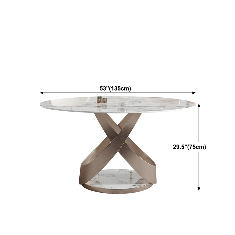 Modern 1/4/5/7 Pieces Dinette Set with White Sintered Stone Round Dining Table Set Clearhalo 'Dining Room Sets' 'Dining Tables & Seating' 'dining_room_set' 'furn' 'furn_dining_room_set' 'Furniture' 'furniture_dining_room_set' 'Kitchen & Dining Furniture' 4911346
