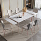 Modern 1/4/5/7 Pieces Rectangle Dinette Set with Sintered Stone Scalable Dining Table Set 7 Pieces: Table, 6 Chairs Clearhalo 'Dining Room Sets' 'Dining Tables & Seating' 'dining_room_set' 'furn' 'furn_dining_room_set' 'Furniture' 'furniture_dining_room_set' 'Kitchen & Dining Furniture' 4911348