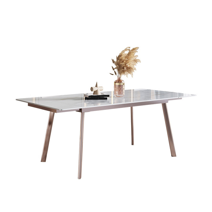 Modern 1/4/5/7 Pieces Rectangle Dinette Set with Sintered Stone Scalable Dining Table Set White 55.1"L x 31.5"W Clearhalo 'Dining Room Sets' 'Dining Tables & Seating' 'dining_room_set' 'furn' 'furn_dining_room_set' 'Furniture' 'furniture_dining_room_set' 'Kitchen & Dining Furniture' 4911352