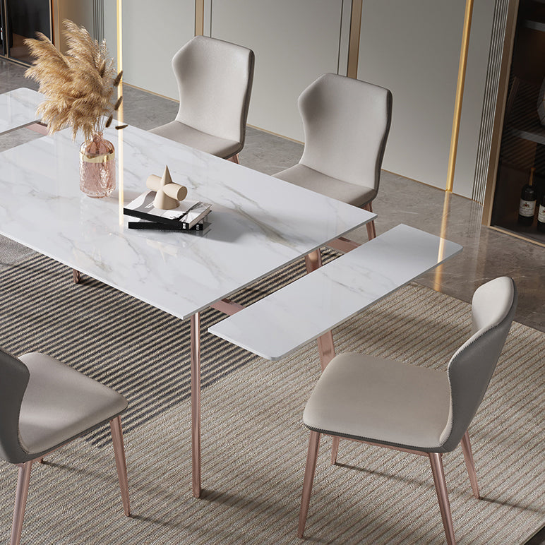 Modern 1/4/5/7 Pieces Rectangle Dinette Set with Sintered Stone Scalable Dining Table Set Clearhalo 'Dining Room Sets' 'Dining Tables & Seating' 'dining_room_set' 'furn' 'furn_dining_room_set' 'Furniture' 'furniture_dining_room_set' 'Kitchen & Dining Furniture' 4911353