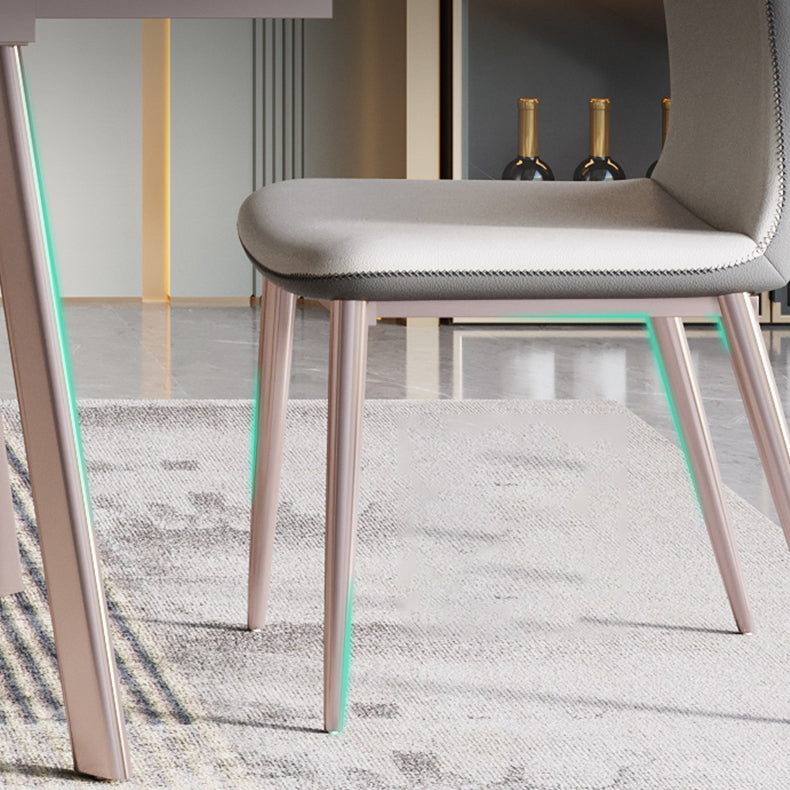 Modern 1/4/5/7 Pieces Rectangle Dinette Set with Sintered Stone Scalable Dining Table Set Clearhalo 'Dining Room Sets' 'Dining Tables & Seating' 'dining_room_set' 'furn' 'furn_dining_room_set' 'Furniture' 'furniture_dining_room_set' 'Kitchen & Dining Furniture' 4911356