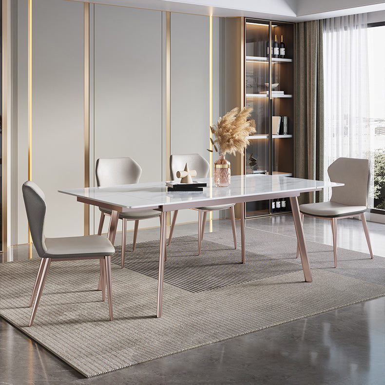 Modern 1/4/5/7 Pieces Rectangle Dinette Set with Sintered Stone Scalable Dining Table Set Clearhalo 'Dining Room Sets' 'Dining Tables & Seating' 'dining_room_set' 'furn' 'furn_dining_room_set' 'Furniture' 'furniture_dining_room_set' 'Kitchen & Dining Furniture' 4911359