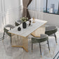 Glam 1/5/7 Pieces Dining Set Rectangle Stone Dining Table for Dining Room 5 Pieces: White Table, 4 Chairs Clearhalo 'Dining Room Sets' 'Dining Tables & Seating' 'dining_room_set' 'furn' 'furn_dining_room_set' 'Furniture' 'furniture_dining_room_set' 'Kitchen & Dining Furniture' 4911387