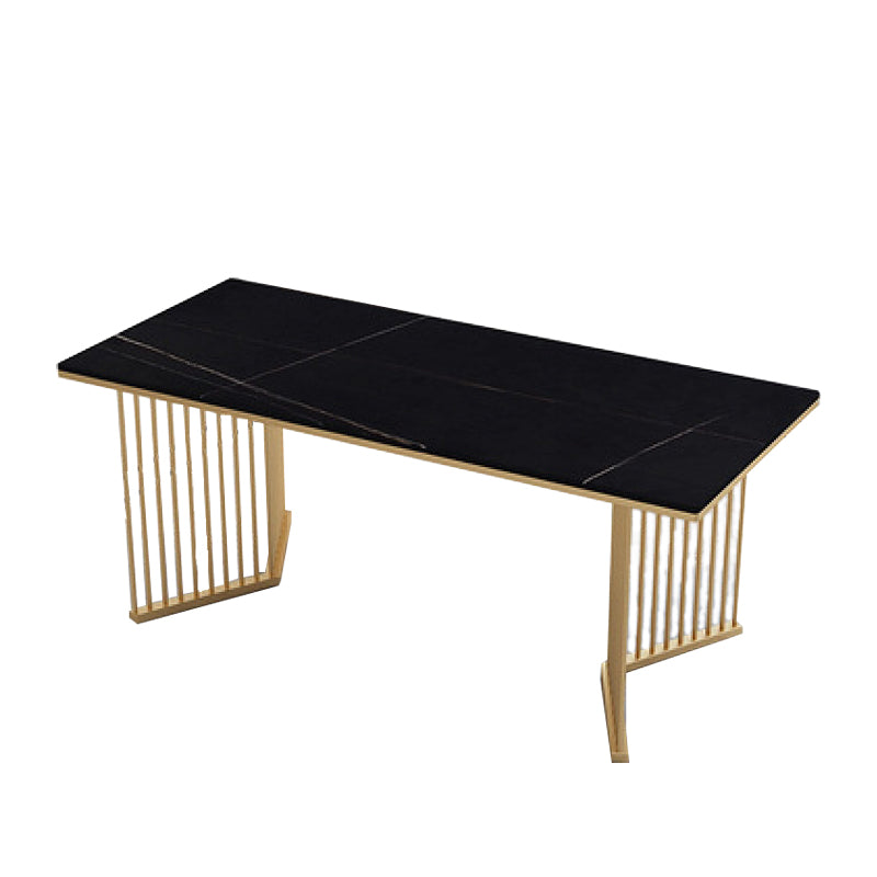 Glam 1/5/7 Pieces Dining Set Rectangle Stone Dining Table for Dining Room Black 79"L x 31"W Clearhalo 'Dining Room Sets' 'Dining Tables & Seating' 'dining_room_set' 'furn' 'furn_dining_room_set' 'Furniture' 'furniture_dining_room_set' 'Kitchen & Dining Furniture' 4911390