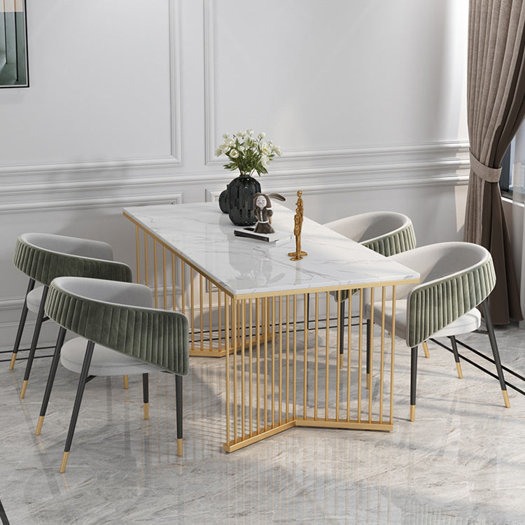 Glam 1/5/7 Pieces Dining Set Rectangle Stone Dining Table for Dining Room Clearhalo 'Dining Room Sets' 'Dining Tables & Seating' 'dining_room_set' 'furn' 'furn_dining_room_set' 'Furniture' 'furniture_dining_room_set' 'Kitchen & Dining Furniture' 4911394