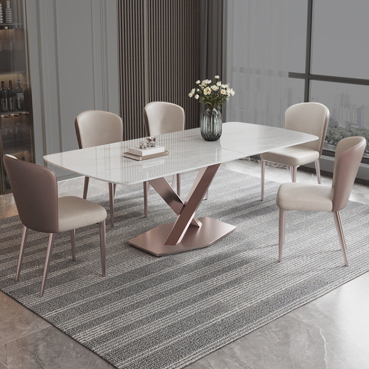 Modern 1/4/5/7 Pieces Scalable Dinette Set with Sintered Stone Rectangle Dining Table Set Clearhalo 'Dining Room Sets' 'Dining Tables & Seating' 'dining_room_set' 'furn' 'furn_dining_room_set' 'Furniture' 'furniture_dining_room_set' 'Kitchen & Dining Furniture' 4911410