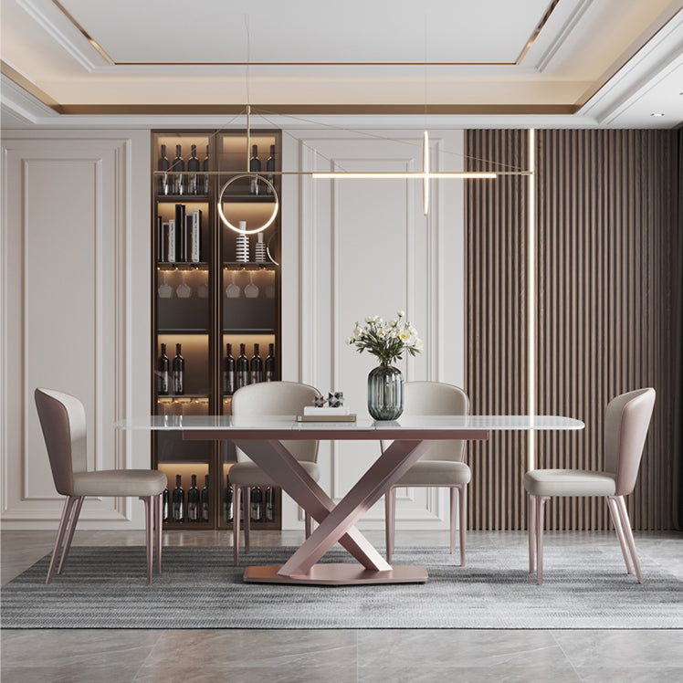 Modern 1/4/5/7 Pieces Scalable Dinette Set with Sintered Stone Rectangle Dining Table Set 5 Pieces: Table, 4 Chairs Clearhalo 'Dining Room Sets' 'Dining Tables & Seating' 'dining_room_set' 'furn' 'furn_dining_room_set' 'Furniture' 'furniture_dining_room_set' 'Kitchen & Dining Furniture' 4911411