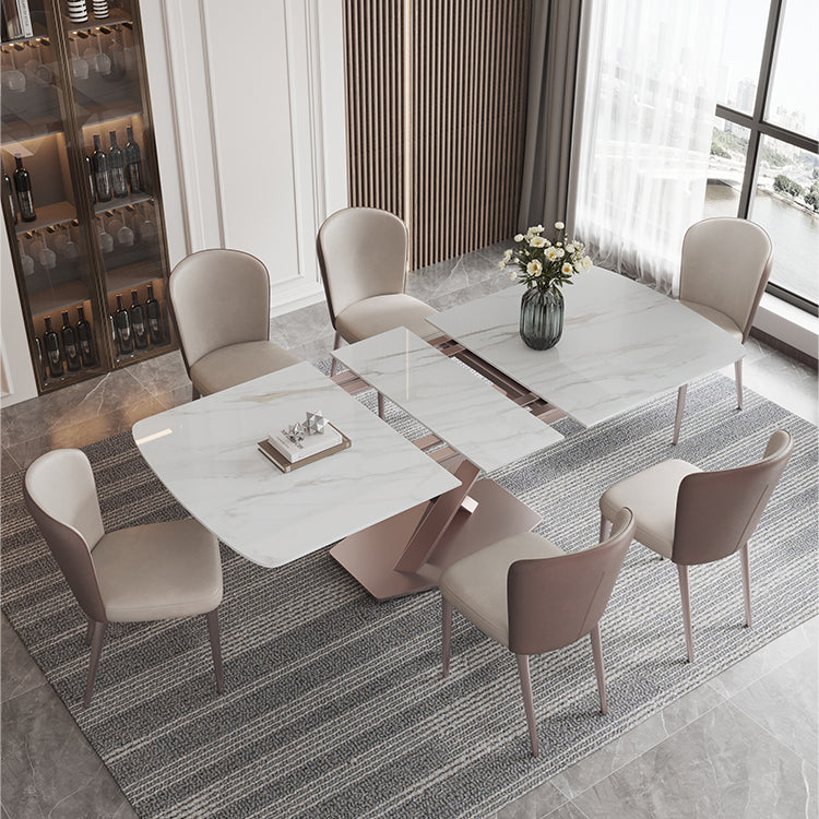 Modern 1/4/5/7 Pieces Scalable Dinette Set with Sintered Stone Rectangle Dining Table Set Clearhalo 'Dining Room Sets' 'Dining Tables & Seating' 'dining_room_set' 'furn' 'furn_dining_room_set' 'Furniture' 'furniture_dining_room_set' 'Kitchen & Dining Furniture' 4911412