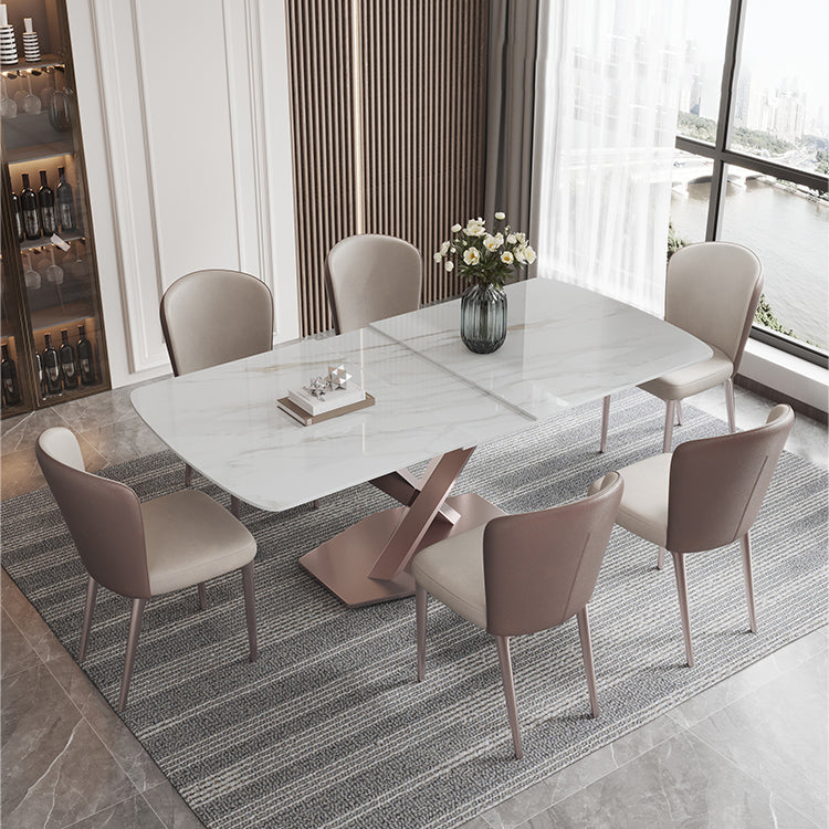 Modern 1/4/5/7 Pieces Scalable Dinette Set with Sintered Stone Rectangle Dining Table Set Clearhalo 'Dining Room Sets' 'Dining Tables & Seating' 'dining_room_set' 'furn' 'furn_dining_room_set' 'Furniture' 'furniture_dining_room_set' 'Kitchen & Dining Furniture' 4911418