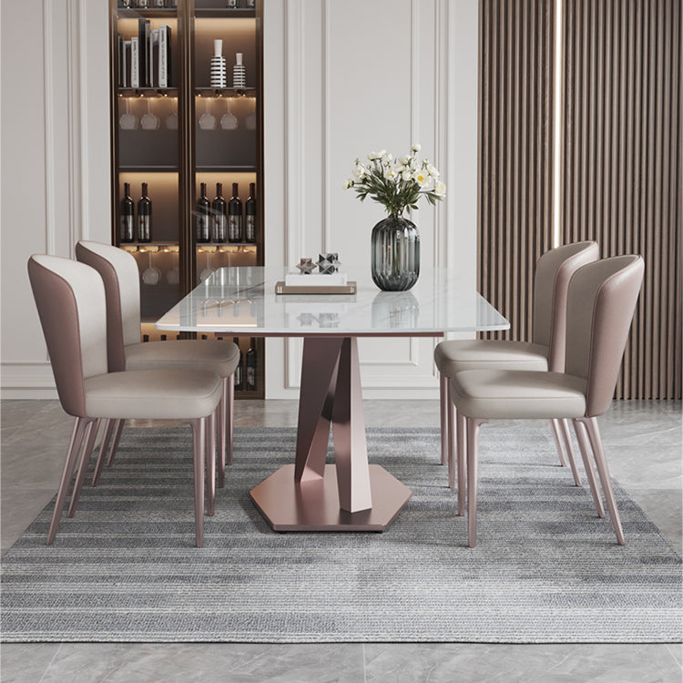 Modern 1/4/5/7 Pieces Scalable Dinette Set with Sintered Stone Rectangle Dining Table Set Clearhalo 'Dining Room Sets' 'Dining Tables & Seating' 'dining_room_set' 'furn' 'furn_dining_room_set' 'Furniture' 'furniture_dining_room_set' 'Kitchen & Dining Furniture' 4911419