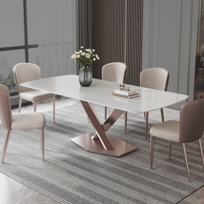Modern 1/4/5/7 Pieces Scalable Dinette Set with Sintered Stone Rectangle Dining Table Set Clearhalo 'Dining Room Sets' 'Dining Tables & Seating' 'dining_room_set' 'furn' 'furn_dining_room_set' 'Furniture' 'furniture_dining_room_set' 'Kitchen & Dining Furniture' 4911421