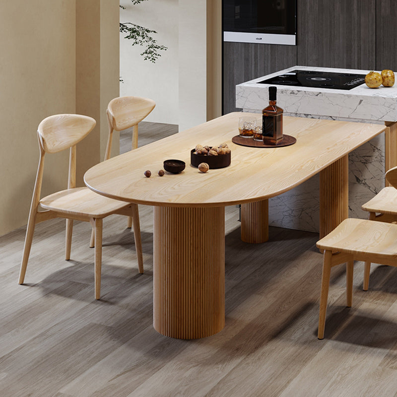 Free Form Wood Dining Table Pinewood Table Contemporary with 3 Legs Natural 70.9"L x 31.5"W x 29.5"H Without Chairs Clearhalo 'Dining Tables & Seating' 'Dining Tables' 'dining_table' 'furn' 'furn_dining_table' 'Furniture' 'furniture_dining_table' 'Kitchen & Dining Furniture' 'kitchen' 'kitchen_dining_table' 4911429