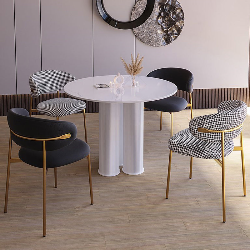 Modern Stone Dining Table Round Artificial Wood Table with Tripod Base Matte White Without Chairs Clearhalo 'Dining Tables & Seating' 'Dining Tables' 'dining_table' 'furn' 'furn_dining_table' 'Furniture' 'furniture_dining_table' 'Kitchen & Dining Furniture' 'kitchen' 'kitchen_dining_table' 4911443
