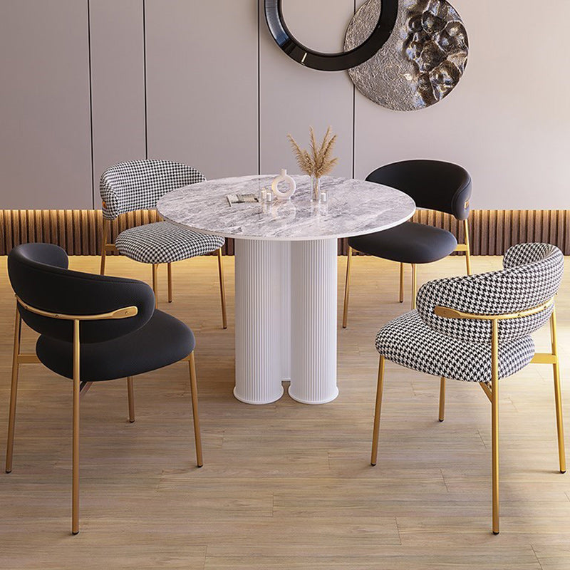 Modern Stone Dining Table Round Artificial Wood Table with Tripod Base Gray Without Chairs Clearhalo 'Dining Tables & Seating' 'Dining Tables' 'dining_table' 'furn' 'furn_dining_table' 'Furniture' 'furniture_dining_table' 'Kitchen & Dining Furniture' 'kitchen' 'kitchen_dining_table' 4911446