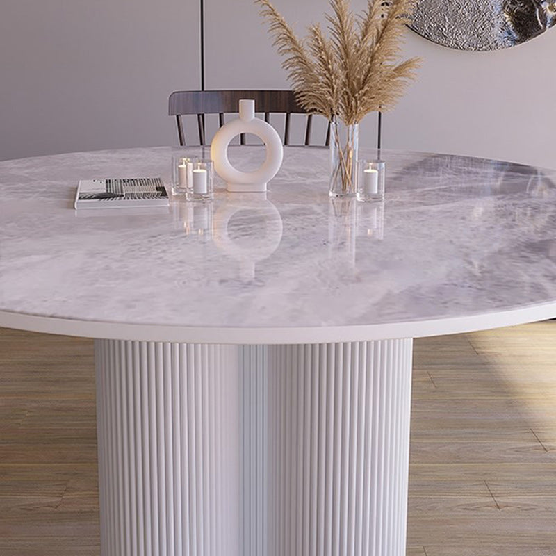 Modern Stone Dining Table Round Artificial Wood Table with Tripod Base Clearhalo 'Dining Tables & Seating' 'Dining Tables' 'dining_table' 'furn' 'furn_dining_table' 'Furniture' 'furniture_dining_table' 'Kitchen & Dining Furniture' 'kitchen' 'kitchen_dining_table' 4911451