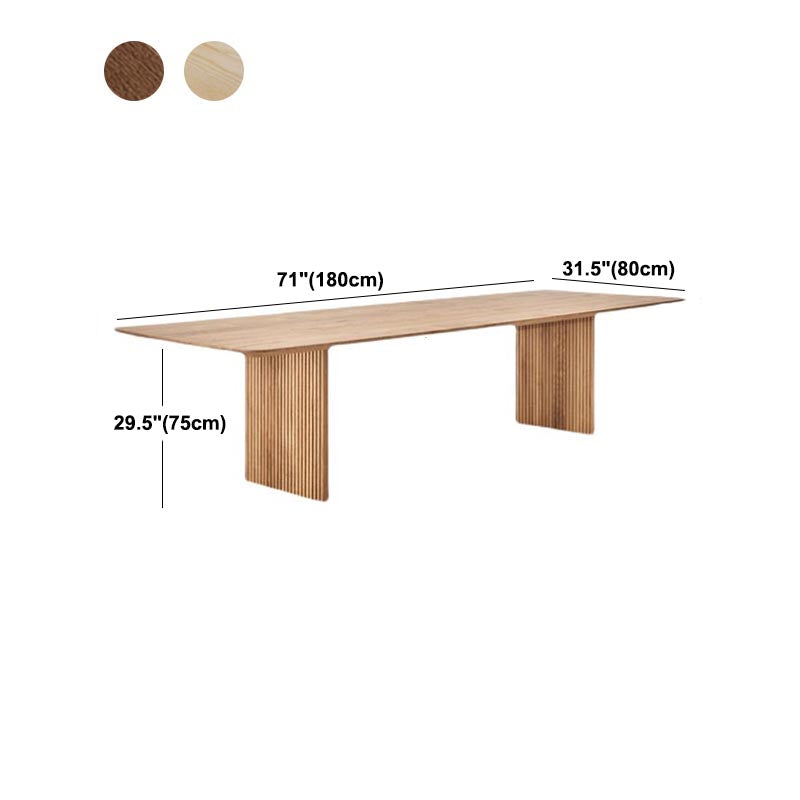 Rectangle Modern Dining Table Double Pedestal Table with Solid Wood Clearhalo 'Dining Tables & Seating' 'Dining Tables' 'dining_table' 'furn' 'furn_dining_table' 'Furniture' 'furniture_dining_table' 'Kitchen & Dining Furniture' 'kitchen' 'kitchen_dining_table' 4911479