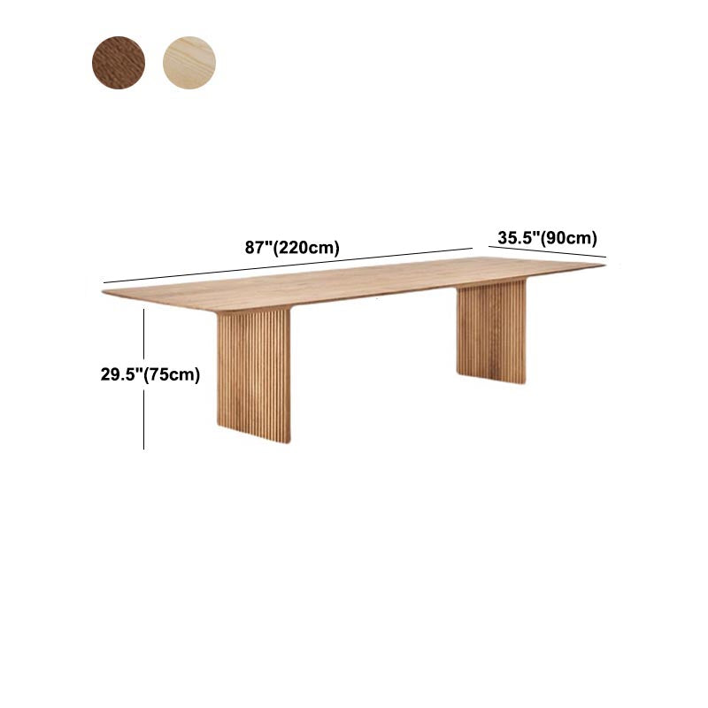 Rectangle Modern Dining Table Double Pedestal Table with Solid Wood Clearhalo 'Dining Tables & Seating' 'Dining Tables' 'dining_table' 'furn' 'furn_dining_table' 'Furniture' 'furniture_dining_table' 'Kitchen & Dining Furniture' 'kitchen' 'kitchen_dining_table' 4911481