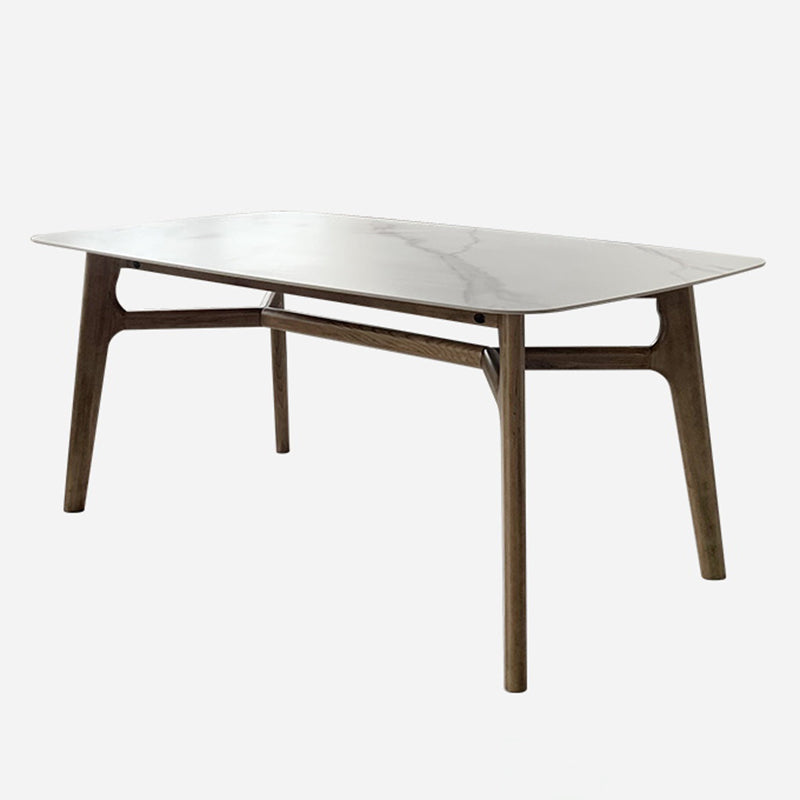 Mid-century Dining Table Rectangle 4-foot Solid Wood Table with Stone Top White Without Chairs Clearhalo 'Dining Tables & Seating' 'Dining Tables' 'dining_table' 'furn' 'furn_dining_table' 'Furniture' 'furniture_dining_table' 'Kitchen & Dining Furniture' 'kitchen' 'kitchen_dining_table' 4911487