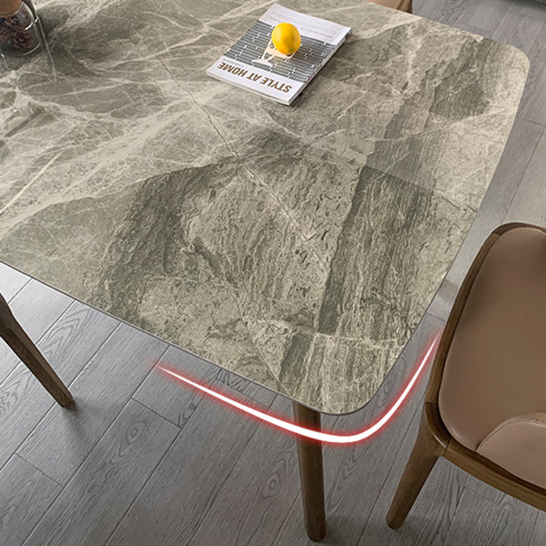 Mid-century Dining Table Rectangle 4-foot Solid Wood Table with Stone Top Clearhalo 'Dining Tables & Seating' 'Dining Tables' 'dining_table' 'furn' 'furn_dining_table' 'Furniture' 'furniture_dining_table' 'Kitchen & Dining Furniture' 'kitchen' 'kitchen_dining_table' 4911489