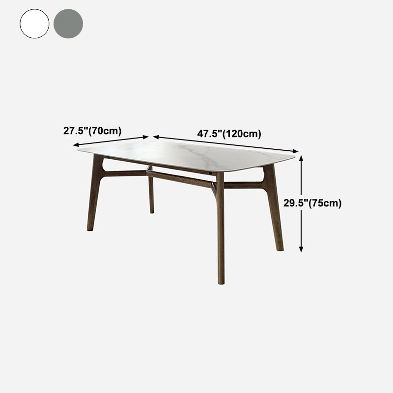 Mid-century Dining Table Rectangle 4-foot Solid Wood Table with Stone Top Clearhalo 'Dining Tables & Seating' 'Dining Tables' 'dining_table' 'furn' 'furn_dining_table' 'Furniture' 'furniture_dining_table' 'Kitchen & Dining Furniture' 'kitchen' 'kitchen_dining_table' 4911493
