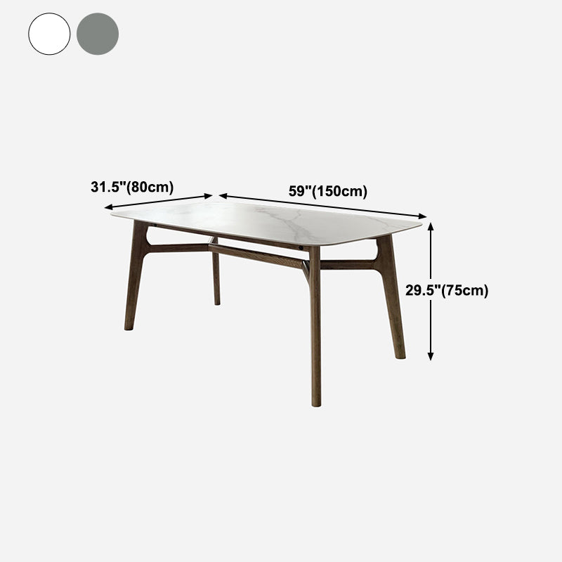 Mid-century Dining Table Rectangle 4-foot Solid Wood Table with Stone Top Clearhalo 'Dining Tables & Seating' 'Dining Tables' 'dining_table' 'furn' 'furn_dining_table' 'Furniture' 'furniture_dining_table' 'Kitchen & Dining Furniture' 'kitchen' 'kitchen_dining_table' 4911496