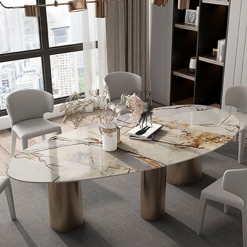 Traditional Luxury Oval Dining Site Table Gold Tripod Base Dining Table Gold Without Chairs Clearhalo 'Dining Tables & Seating' 'Dining Tables' 'dining_table' 'furn' 'furn_dining_table' 'Furniture' 'furniture_dining_table' 'Kitchen & Dining Furniture' 'kitchen' 'kitchen_dining_table' 4911519