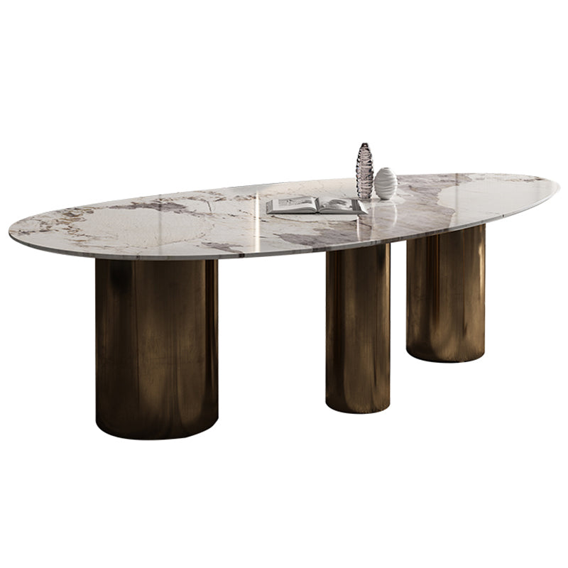Traditional Luxury Oval Dining Site Table Gold Tripod Base Dining Table Clearhalo 'Dining Tables & Seating' 'Dining Tables' 'dining_table' 'furn' 'furn_dining_table' 'Furniture' 'furniture_dining_table' 'Kitchen & Dining Furniture' 'kitchen' 'kitchen_dining_table' 4911521