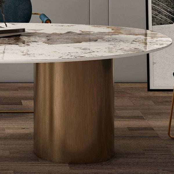 Traditional Luxury Oval Dining Site Table Gold Tripod Base Dining Table Clearhalo 'Dining Tables & Seating' 'Dining Tables' 'dining_table' 'furn' 'furn_dining_table' 'Furniture' 'furniture_dining_table' 'Kitchen & Dining Furniture' 'kitchen' 'kitchen_dining_table' 4911525