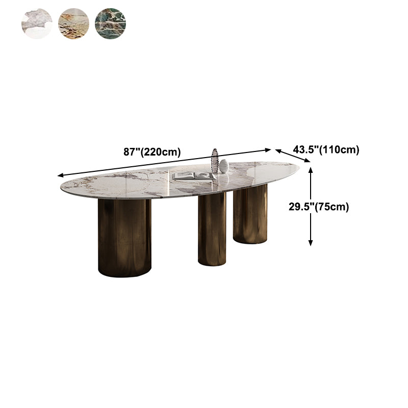 Traditional Luxury Oval Dining Site Table Gold Tripod Base Dining Table Clearhalo 'Dining Tables & Seating' 'Dining Tables' 'dining_table' 'furn' 'furn_dining_table' 'Furniture' 'furniture_dining_table' 'Kitchen & Dining Furniture' 'kitchen' 'kitchen_dining_table' 4911531